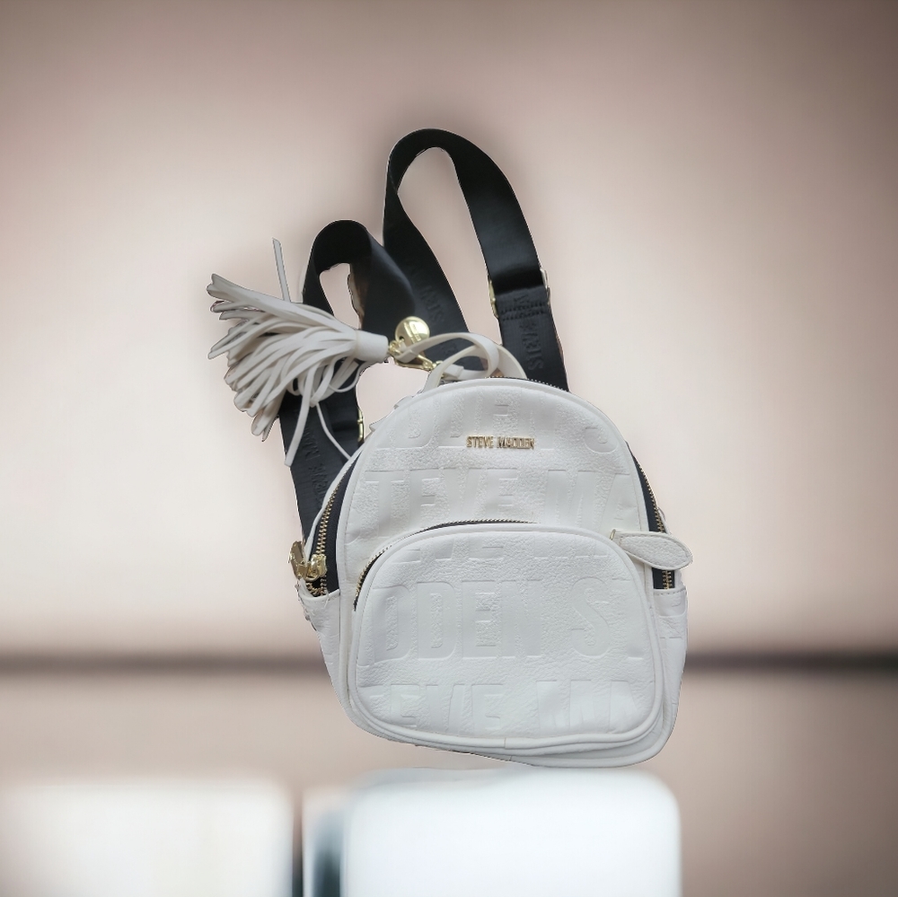 White Steve Madden Backpack with Tassel